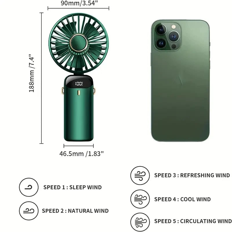 LED Display Portable Handheld Fan